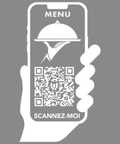 QR17 - Sticker QR Code Blanc main téléphone menu restaurant