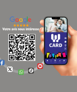 QR5 - Sticker QR code avis google main téléphone icônes réseaux sociaux